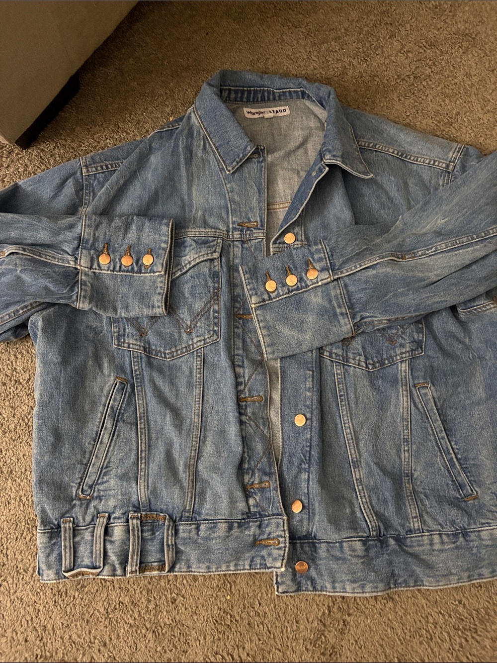Wrangler x Staud Light Blue Denim Trucker Jacket